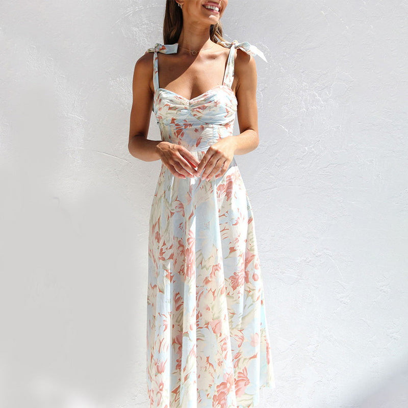 Blumen Midi-Kleid aus leichtem Stoff – Alina