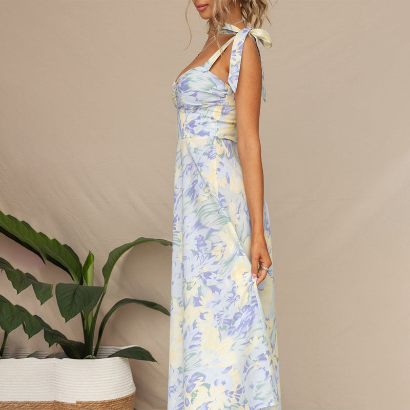 Blumen Midi-Kleid aus leichtem Stoff – Alina