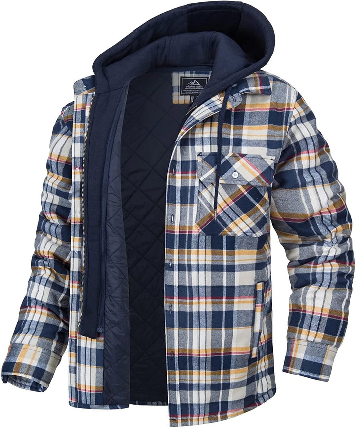 Checkered men's vest with hood and warm lining – Ethan