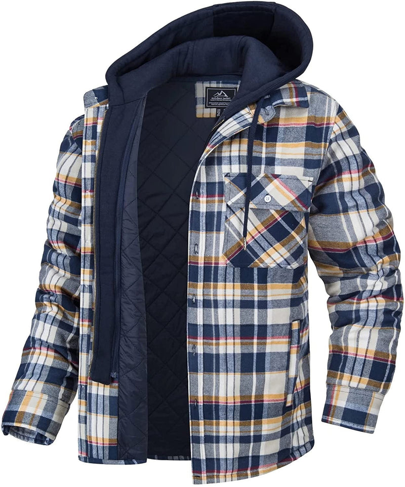 Checkered men's vest with hood and warm lining – Ethan