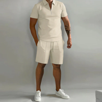 Herre sportssæt polo med lynlås og shorts sommerstil - Dario