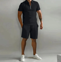 Herre sportssæt polo med lynlås og shorts sommerstil - Dario