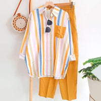 Casual blouse and pants set made of airy fabric – Noémie