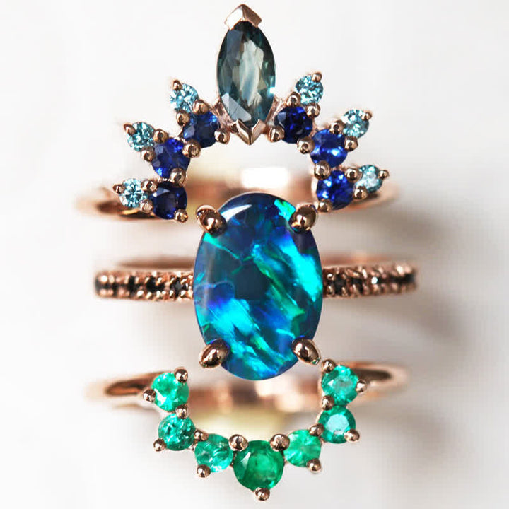 Sapphire and Opal Ring Set (3-piece) – Isabella