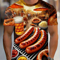 Men's Short Sleeve T-Shirt with BBQ & Beer Print – Karl Oktoberfest 2025