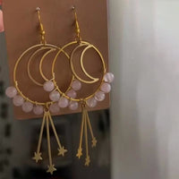 Natural Crystal Moon Star Earrings – Elara