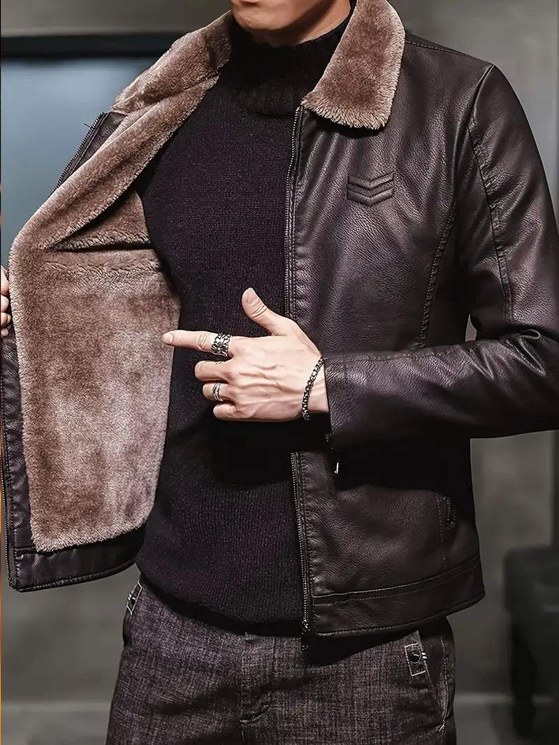 Men's leather jacket with thermal lining – Dario