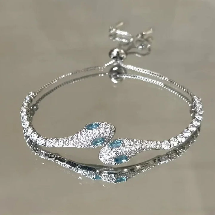 Silver snake bracelet with zirconia – Lyra