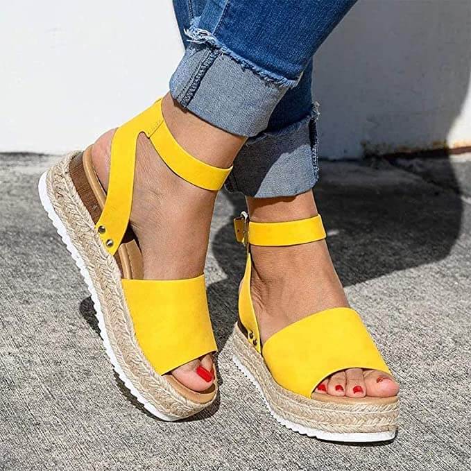 Women's Platform Espadrille Sandals with Wedge Heel & Straps – Livia