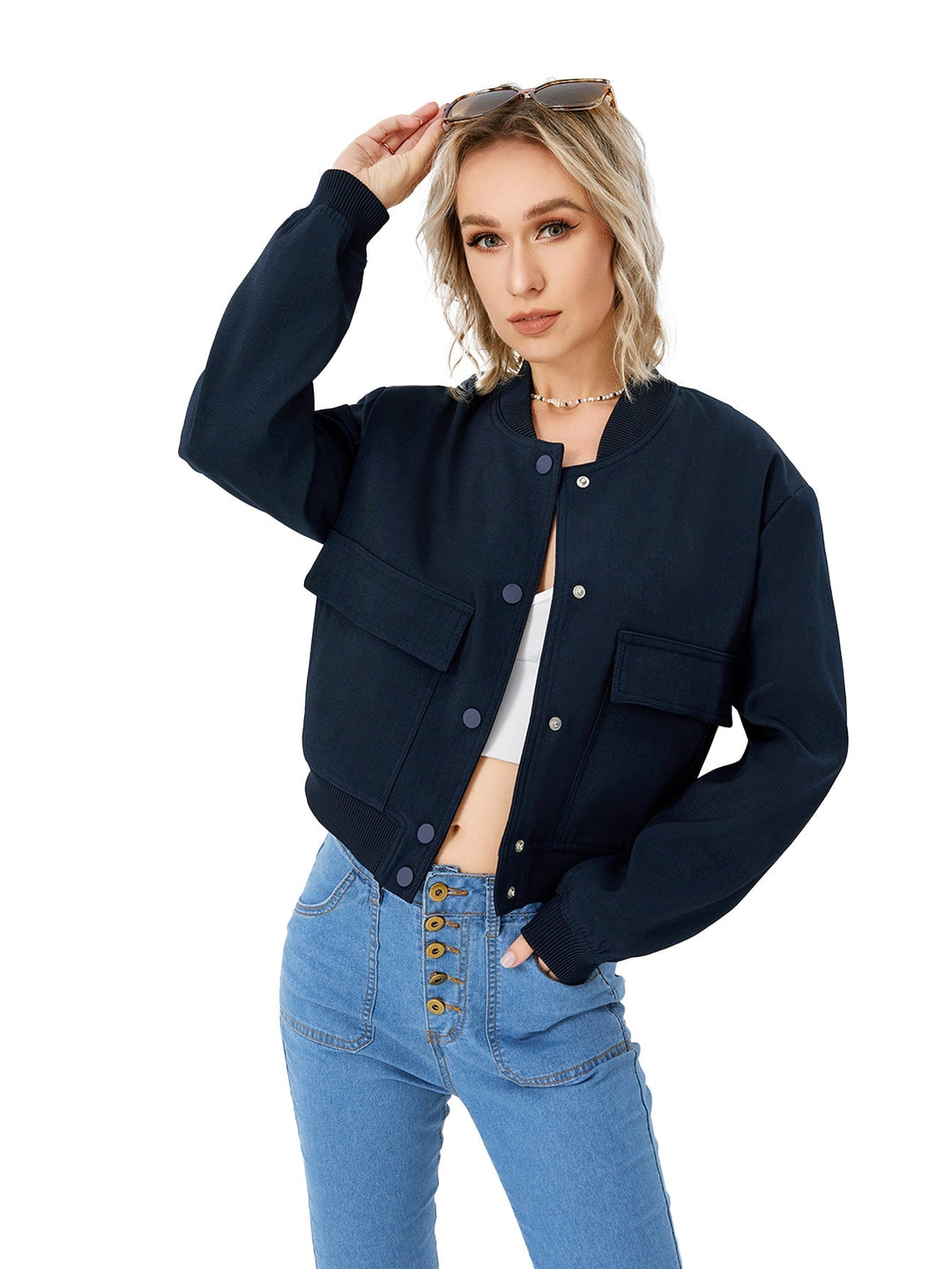 Chaqueta bomber ligera para mujer con cierre de botones – Mira