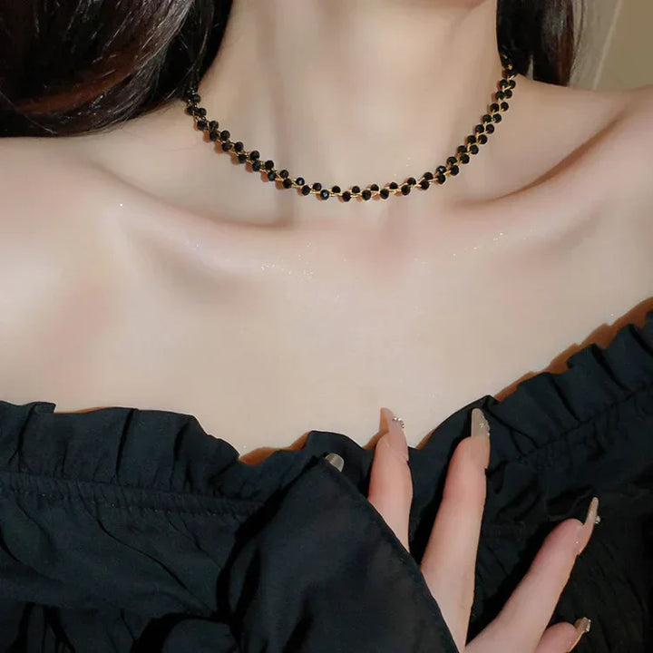 Double Crystal and Pearl Necklace – Amira