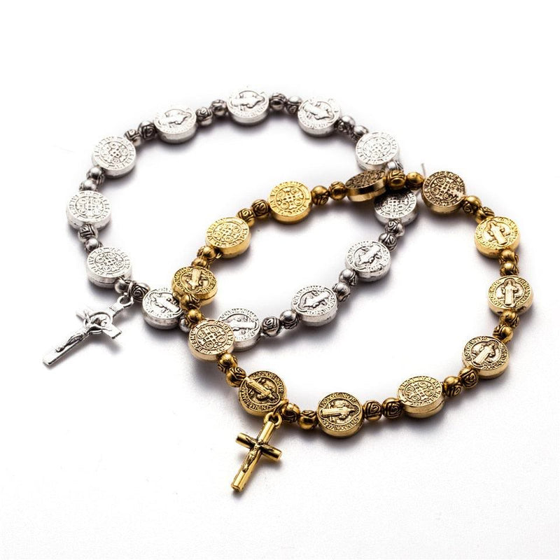 Gold and Silver Colored Christian Cross Bracelet – Solana