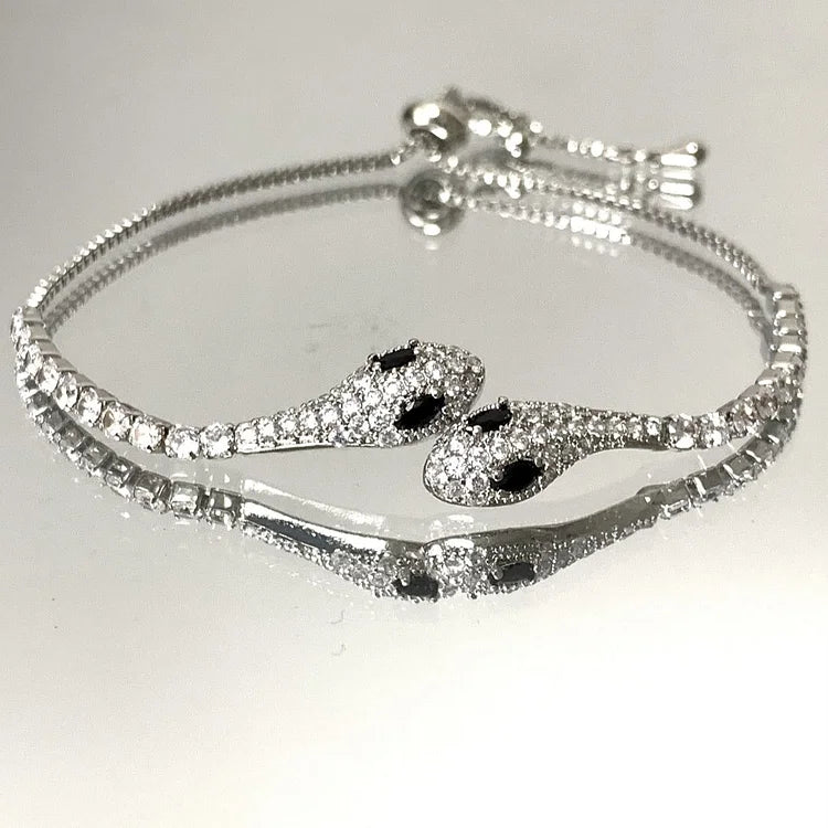 Silver snake bracelet with zirconia – Lyra