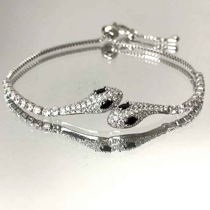 Silver snake bracelet with zirconia – Lyra