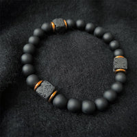 Matte Black Onyx and Cube Lava Stone Balance Bracelet – Aurelia