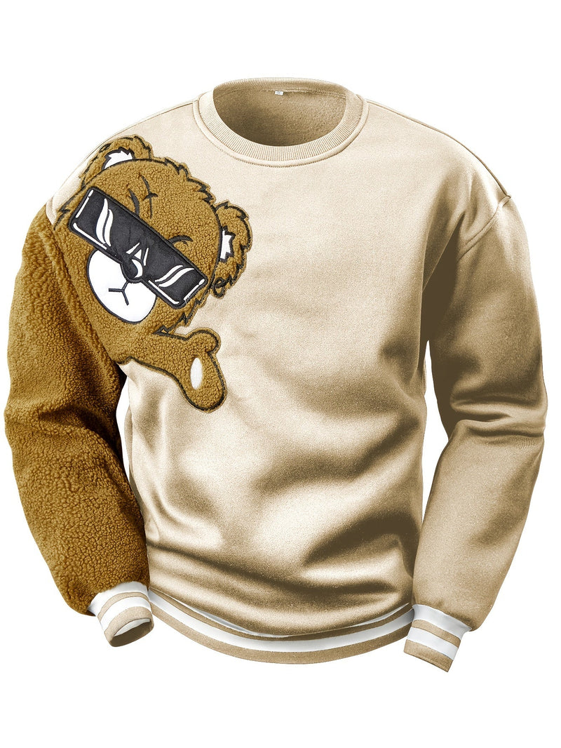 Men's Sweatshirt with Embroidered Cartoon Bear - Jasper