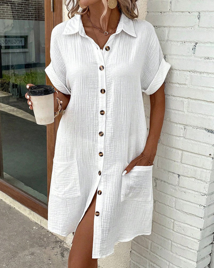 Summer dress with button closure and short sleeves – Lotte