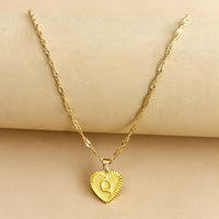 Golden Initial Heart Pendant Necklace - Amara