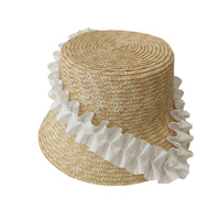Braided summer hat with pleats and stripes – BreezyStripes