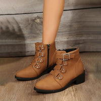 Women's ankle boots with block heel in vintage look – Yolisa