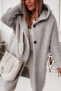 Women's knitted vest with hood and button closure – Waldaine