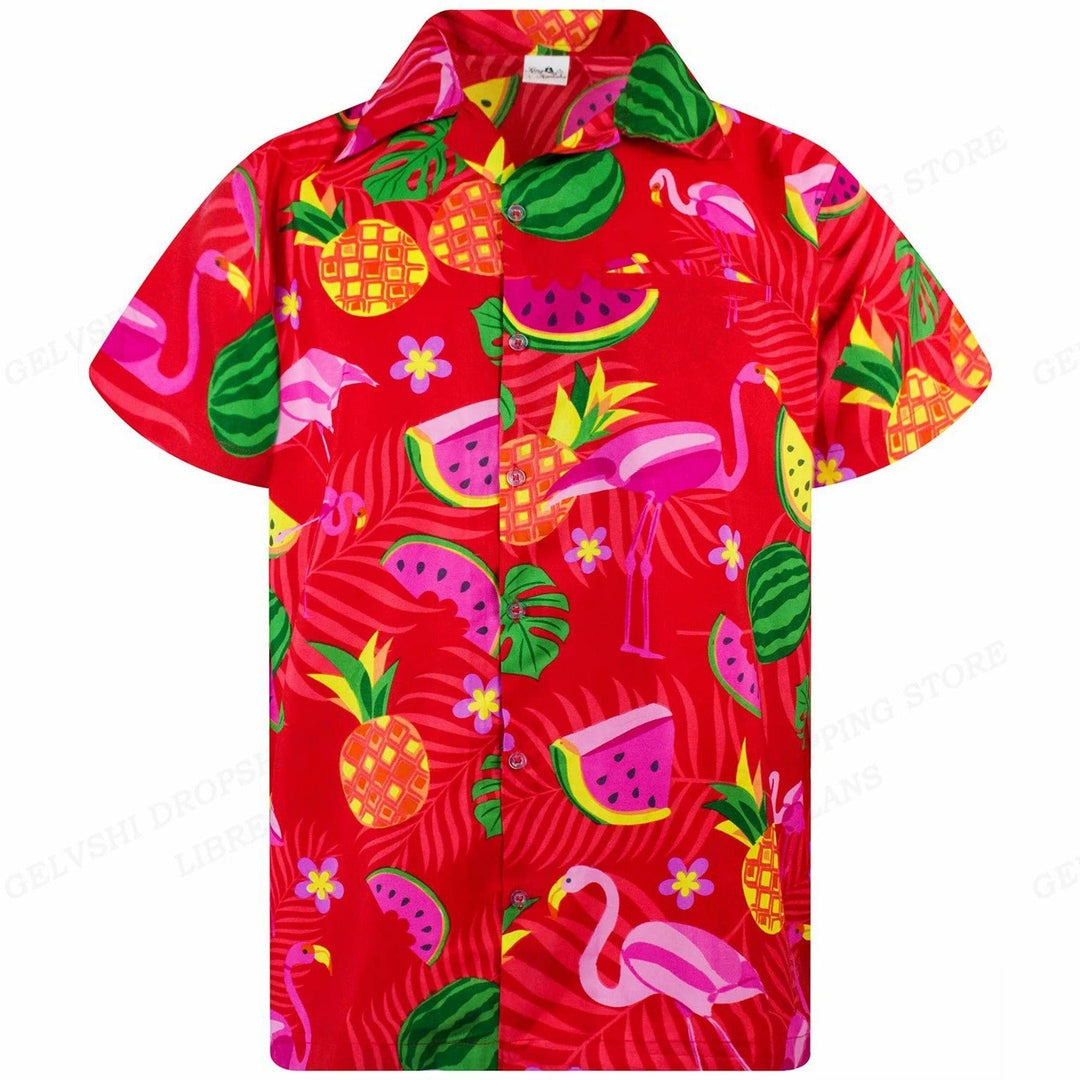 Tropisches 3D Flamingo Hemd – Kai