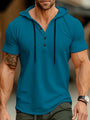 Herren T-Shirt mit Kapuze und Knopfverschluss – Mason