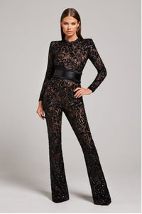 Stylish evening jumpsuit with V-neck - Juliette