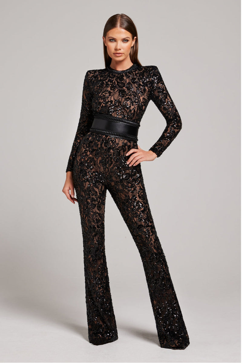 Stylish evening jumpsuit with V-neck - Juliette