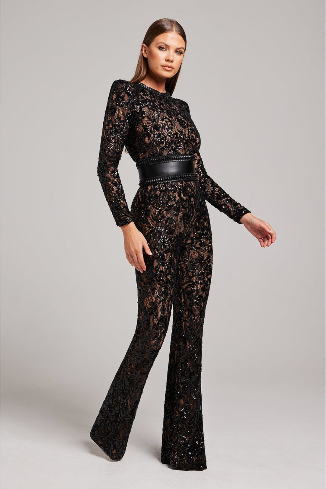 Stylish evening jumpsuit with V-neck - Juliette