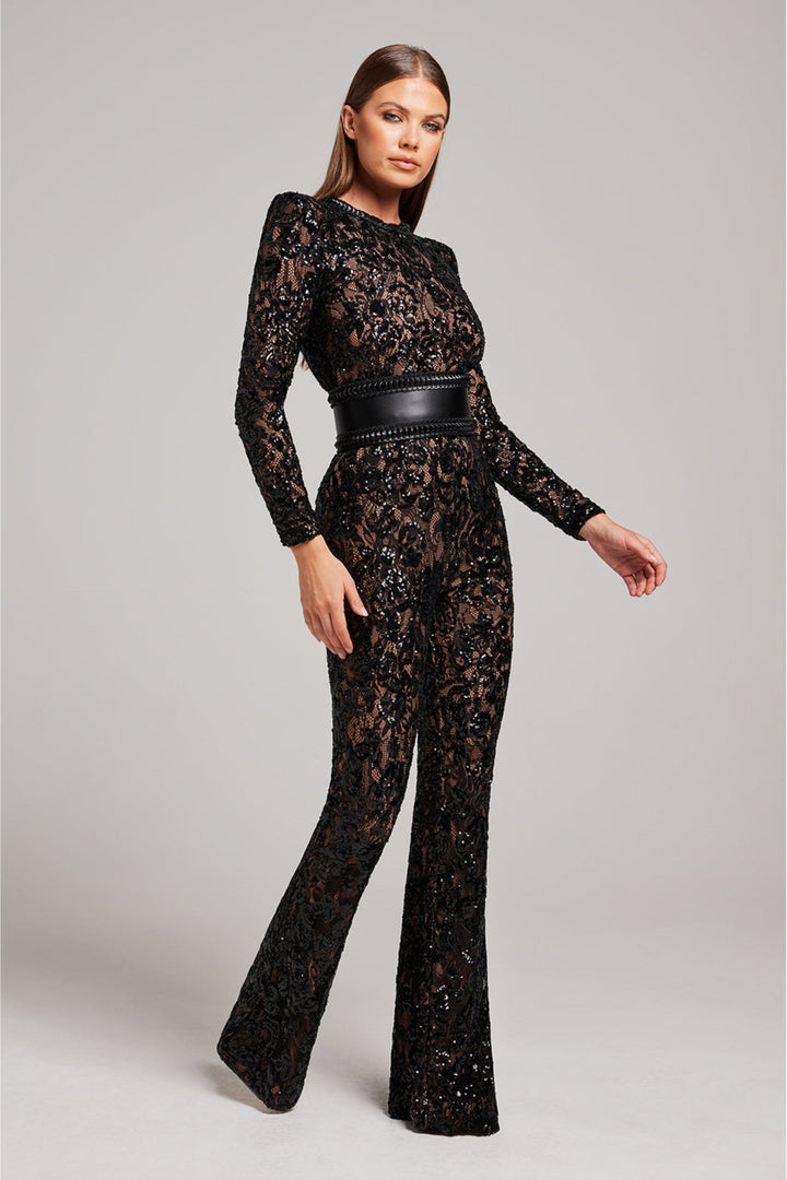 Stylish evening jumpsuit with V-neck - Juliette