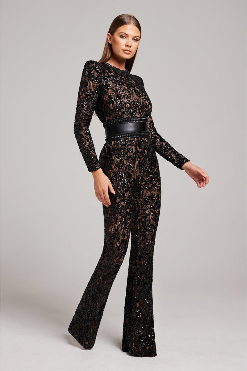 Stylish evening jumpsuit with V-neck - Juliette