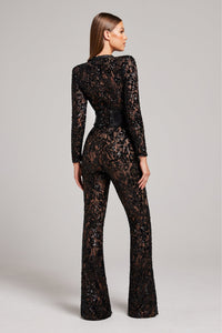 Stylish evening jumpsuit with V-neck - Juliette