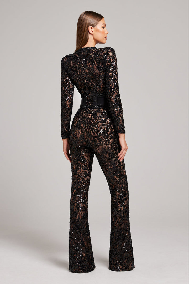 Stylish evening jumpsuit with V-neck - Juliette