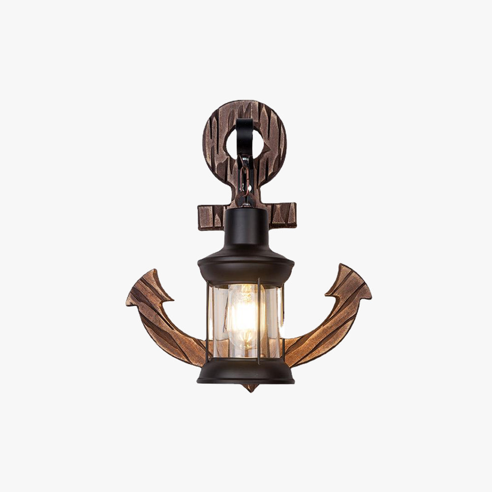 Holzanker LED-Lampe, maritim, braun, dekorative Wandbeleuchtung, Vintage-Stil.