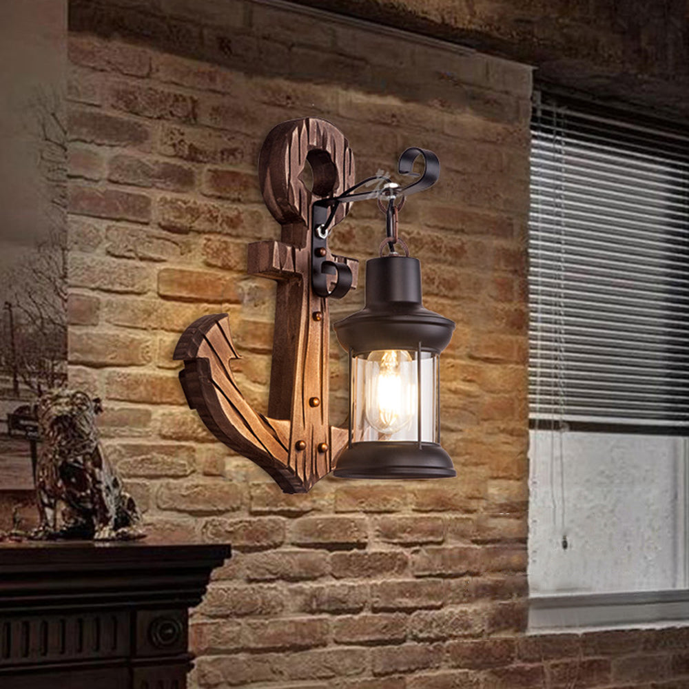 Holzanker LED-Lampe, maritimes Design, Wandmontage, rustikaler Stil, Wohnzimmerbeleuchtung