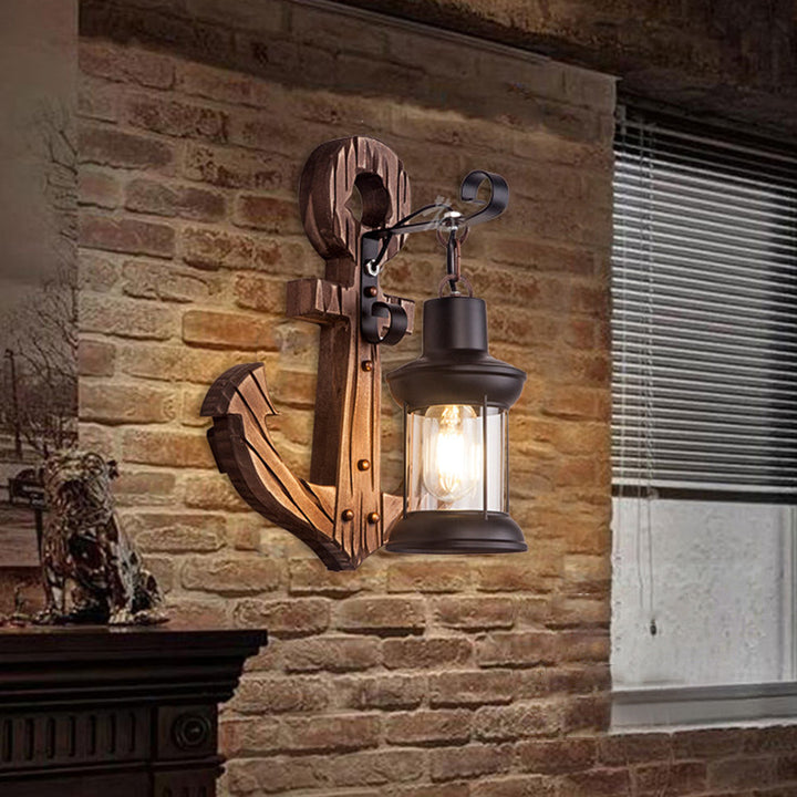 Holzanker LED-Lampe, maritimes Design, Wandmontage, rustikaler Stil, Wohnzimmerbeleuchtung