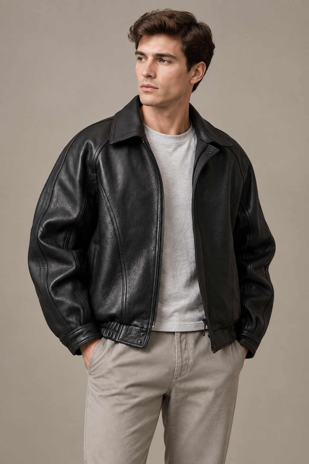 Textured men's jacket for city and leisure