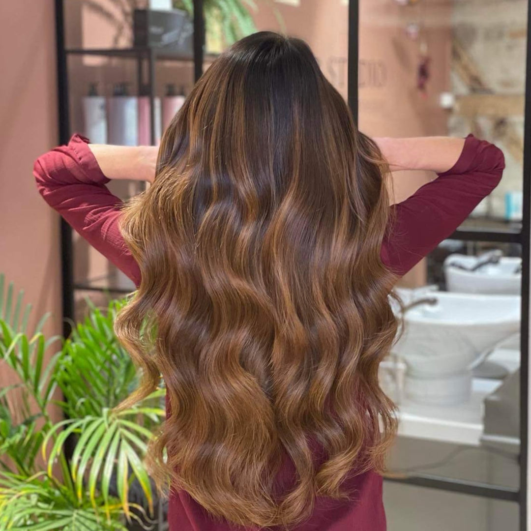 Extensiones de cabello con cinta – Veloura Tape (Balayage marrón cálido 2+7)