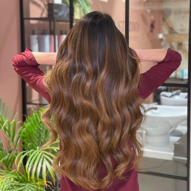 Extensiones de cabello con cinta – Veloura Tape (Balayage marrón cálido 2+7)