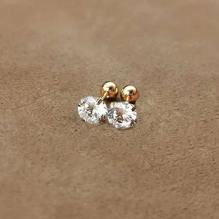 Stylish Cubic Zirconia Stud Earrings made of Titanium Steel - Lumen
