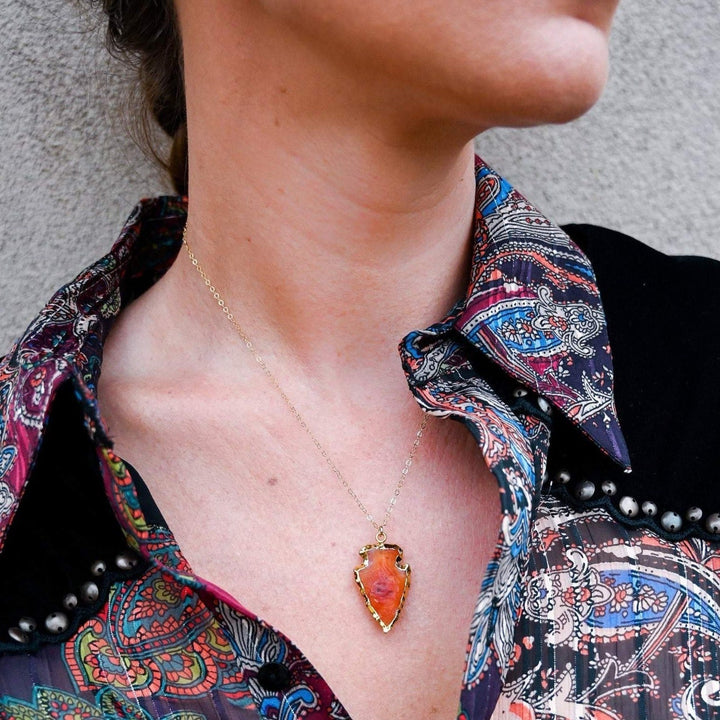 Natural Crystal Carnelian Arrowhead Necklace – Aeliana