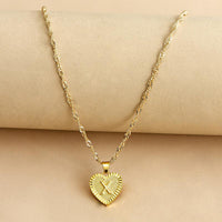 Golden Initial Heart Pendant Necklace - Amara