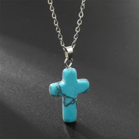 Necklace with Cross made of Natural Gemstones – Seraphina