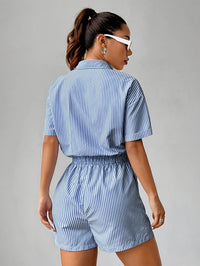 Mono de mujer a la moda con mangas cortas para el verano - Rayas Frescas