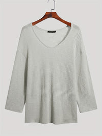 Knitted men's top with V-neck and long sleeves – Eliott