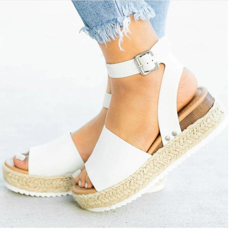 Women's Platform Espadrille Sandals with Wedge Heel & Straps – Livia