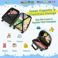 Children's 2-piece hard shell luggage set and backpack with 360° wheels – Helicopter