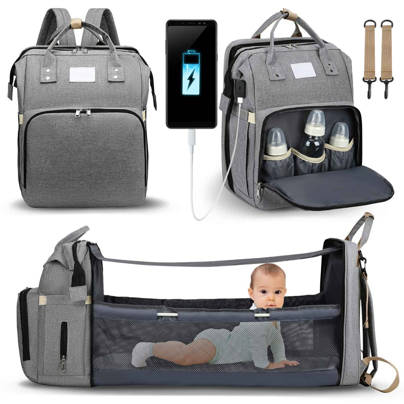 Portable Baby Crib and Diaper Bag – Multifunctional Travel Backpack