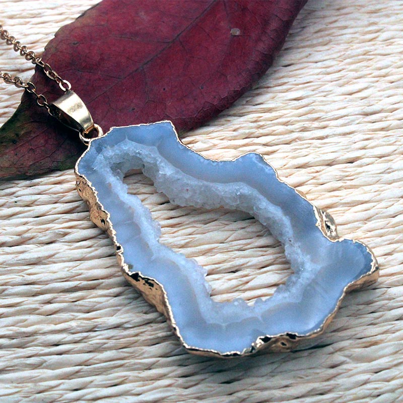 Naturlig krystal-geode vedhæng – Gaia